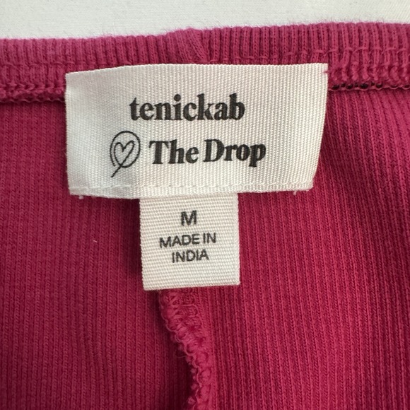 Tenickab The Drop Womens Pink Ribbed Dress Size Medium Barbie Cap Shoulder - Picture 10 of 13